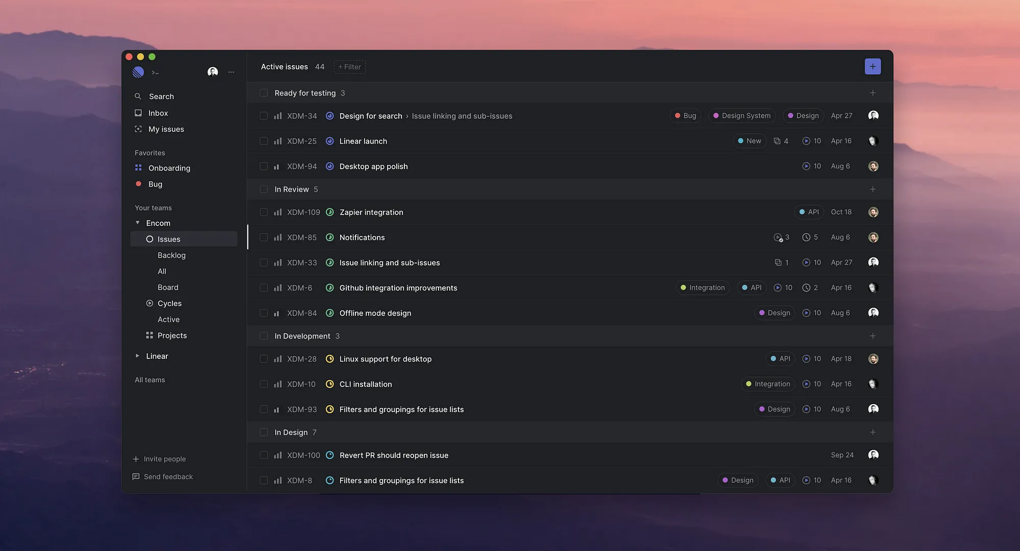 Linear Screenshot